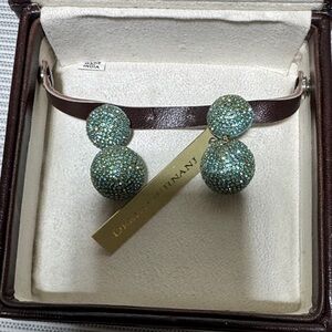 Deepa Gurnani Turquoise Colored Crystal Dangle Earrings